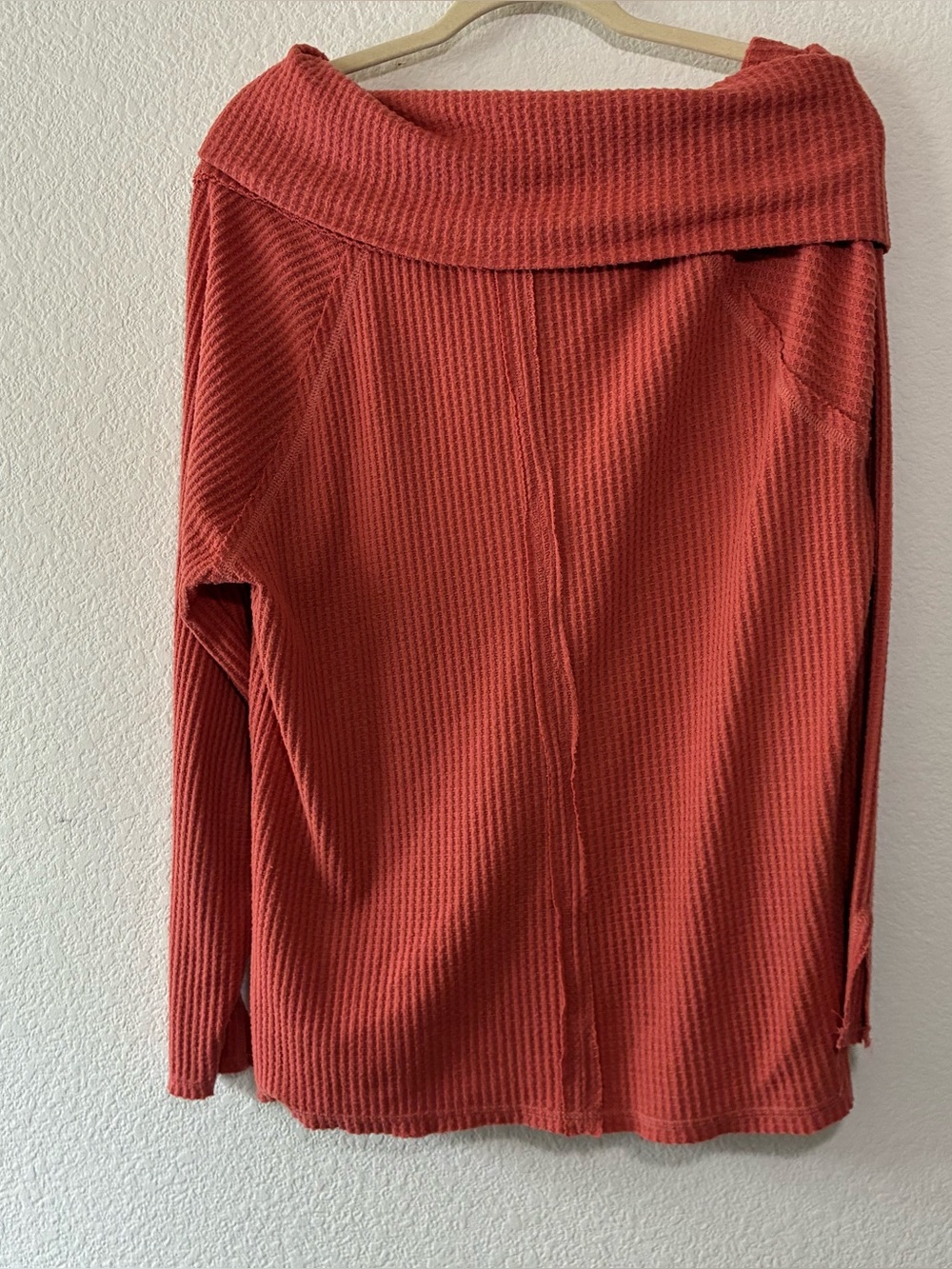 DEMOCRACY ORANGE WASH WAFFLE KNIT SWEATER, XL - Picture 2 of 5